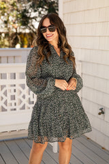 FINAL SALE - Darling Daisy Floral Tiered Green Mini Dress