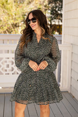 FINAL SALE - Darling Daisy Floral Tiered Green Mini Dress
