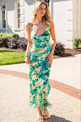FINAL SALE - Simply Irresistible Green Tropical Print Maxi Dress