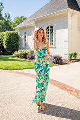 FINAL SALE - Simply Irresistible Green Tropical Print Maxi Dress