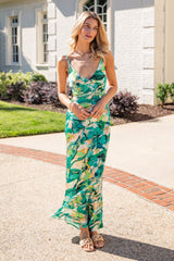 FINAL SALE - Simply Irresistible Green Tropical Print Maxi Dress