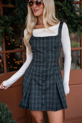 FINAL SALE - Kensington Green Plaid Mini Dress