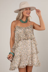Autumn Garden Ivory Floral Mini Dress