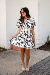 FINAL SALE - Oh So Good Ivory A-Line Floral Mini Dress