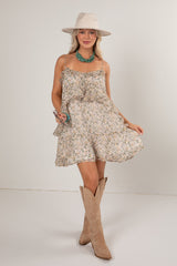 Autumn Garden Ivory Floral Mini Dress