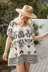 FINAL SALE - Somewhere Special Ivory Printed Mini Dress