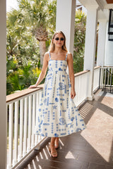 FINAL SALE - Beach Plans Tropical Print Ivory Maxi Dress