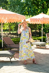 FINAL SALE - Palm Haven Tropical Print Ivory Midi Dress