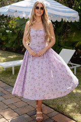FINAL SALE - Meadow Bloom Lavender Floral Midi Dress