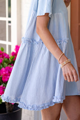 Destined For Sun Light Blue Babydoll Mini Dress