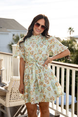 FINAL SALE - Spring Story Light Blue Floral Mini Dress