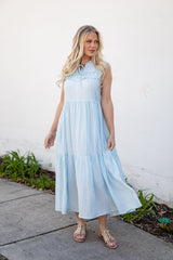 FINAL SALE - Long Time No See Light Blue Tiered Maxi Dress