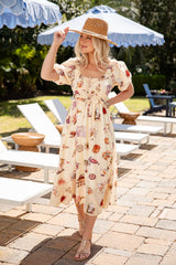 FINAL SALE - Postcard Dreams Light Yellow Printed Midi Dress