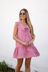 FINAL SALE - Nothing Compares Ruffle Collar Mauve Mini Dress