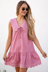 FINAL SALE - Nothing Compares Ruffle Collar Mauve Mini Dress