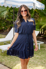 FINAL SALE - Always Works Navy Button Front Mini Dress