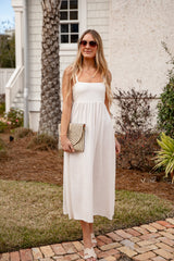 FINAL SALE - Want It All Sleeveless Off White Midi Dress