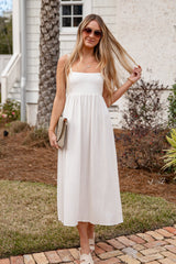 FINAL SALE - Want It All Sleeveless Off White Midi Dress