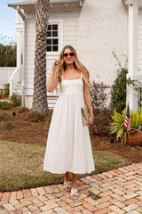 FINAL SALE - Want It All Sleeveless Off White Midi Dress