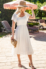 FINAL SALE - Darling Daydream Off White Midi Dress