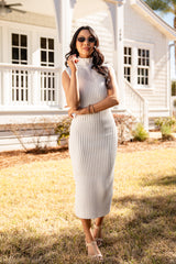 FINAL SALE - Quiet Confidence Ribbed Off White Midi Dress