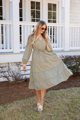 FINAL SALE - Olive Aura Tiered Maxi Dress
