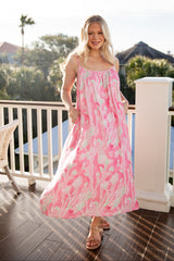 FINAL SALE - Pink Mirage Abstract Print Maxi Dress