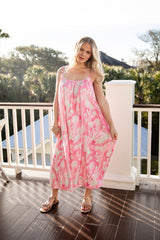 FINAL SALE - Pink Mirage Abstract Print Maxi Dress