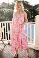 FINAL SALE - Pink Mirage Abstract Print Maxi Dress