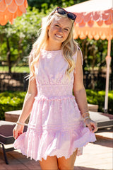 FINAL SALE - Effortless Icon Pink Eyelet Mini Dress