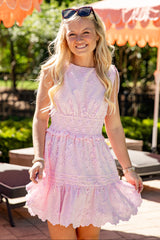 FINAL SALE - Effortless Icon Pink Eyelet Mini Dress