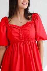 FINAL SALE - Convincingly Graceful Red Ruffle Mini Dress