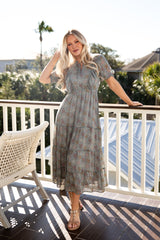 FINAL SALE - Whispering Meadow Sage Floral Midi Dress