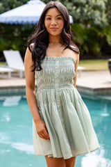 FINAL SALE - Sagewater Smocked Button Front Mini Dress