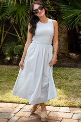 FINAL SALE - Sweet Serenity Stripe Smocked Midi Dress