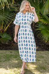 FINAL SALE - French Florals White Printed Midi Dress