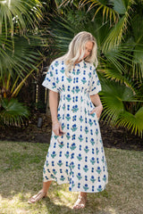FINAL SALE - French Florals White Printed Midi Dress