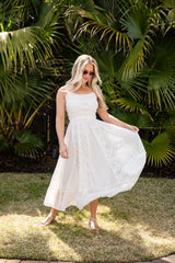 FINAL SALE - Dreaming Heart Lace Detail White Maxi Dress