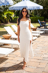 FINAL SALE - Coastal Breeze Textured White Maxi Dress