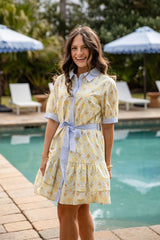 FINAL SALE - Dream of Spring Floral Button Front Yellow Mini Dress