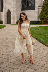 FINAL SALE - Sweet Garden Smocked Yellow Floral Midi Dress