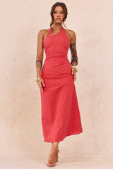 Shot Twist Maxi Dress - Red