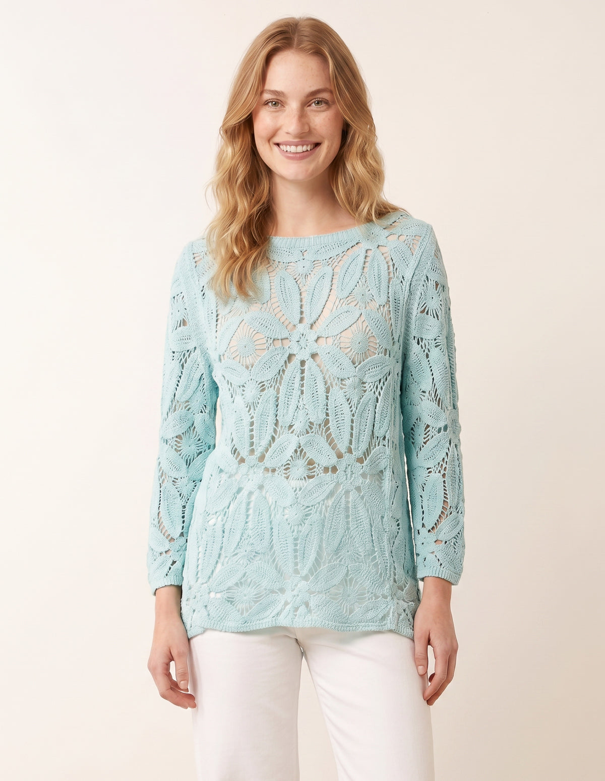 Flower Crochet Long Sleeve Top